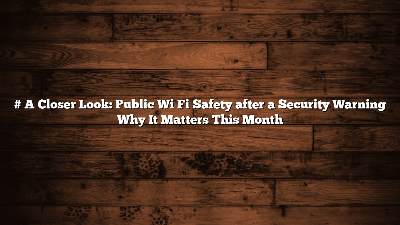 # A Closer Look: Public Wi Fi Safety after a Security Warning Why It Matters This Month