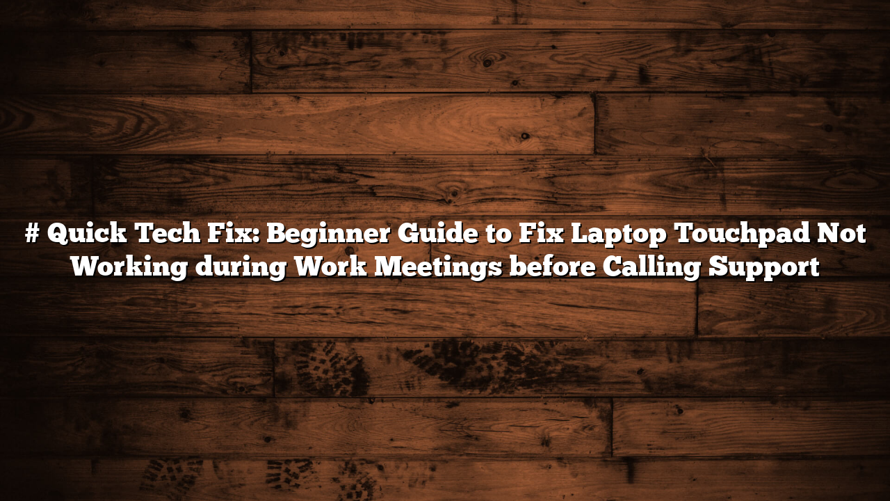 # Quick Tech Fix: Beginner Guide to Fix Laptop Touchpad Not Working during Work Meetings before Calling Support